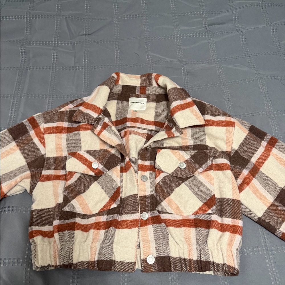 Women's Plaid Jean Jacket - Brown and Cream